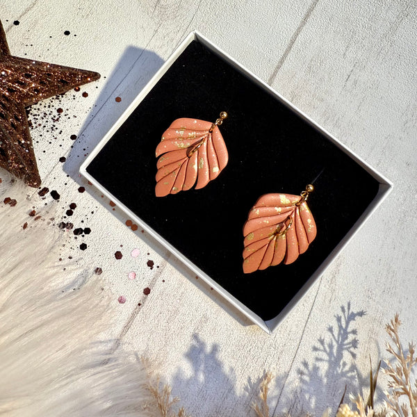 FEUILLES orangées - Boucles d'oreilles