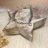 Bracelet MAMIE perles et coeur personnalisable
